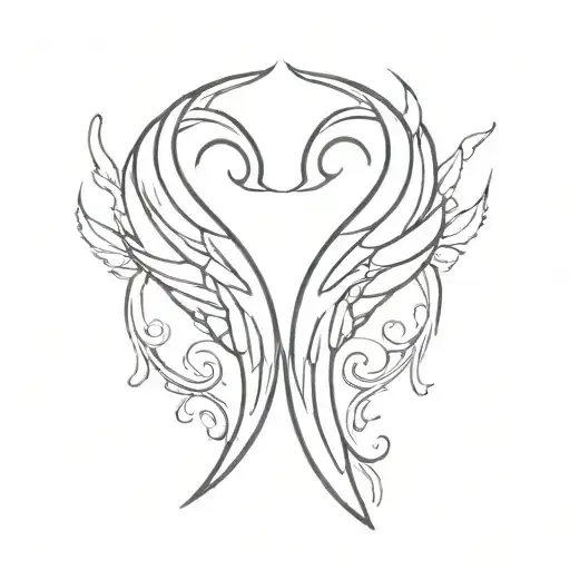 Cursive M With Angel Wings On The Back