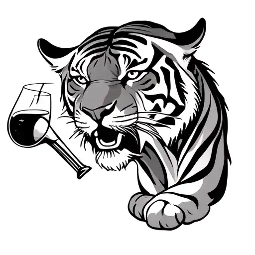 Tiger Is Searching For Alcohol Drink