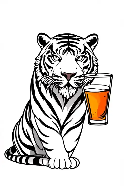 Tiger Is Searching For Alcohol Drink