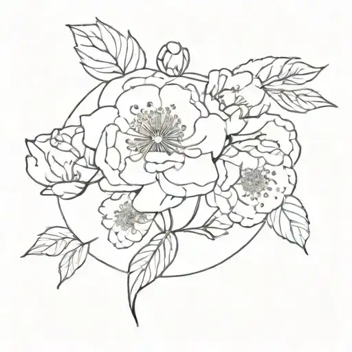 Zodiac Sign Symbol Sourrounded By Peonies And Cherry Blossoms