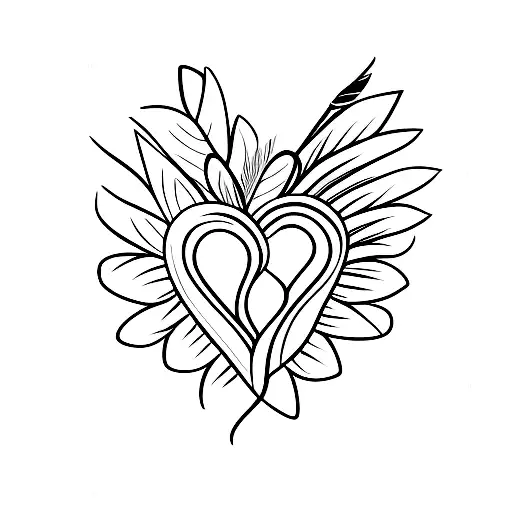 Two Feather Pens Forming A Heart