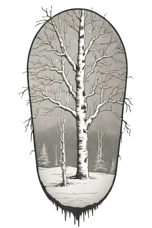 White Birch Tree Snow Storm