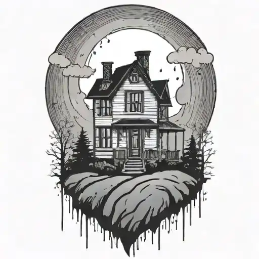 Haunted House On A Hill Rain Pouring