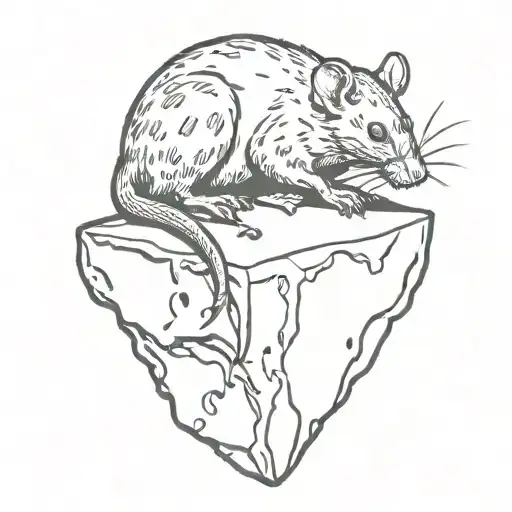 Dead Rat Laying On Slab Of Cheese