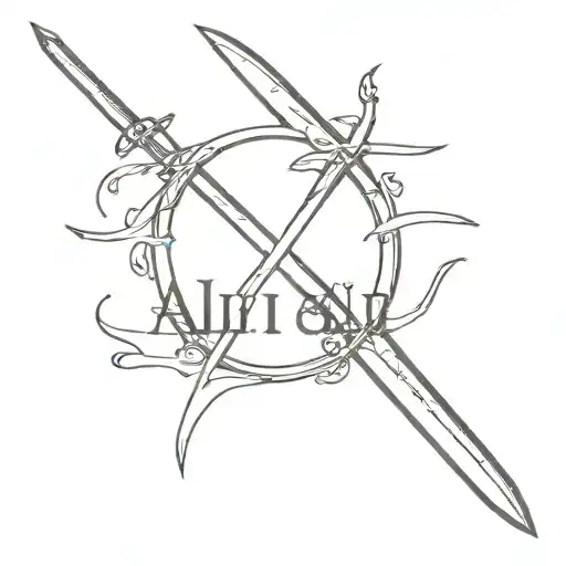 Two Point Sword With Text Written Ali
