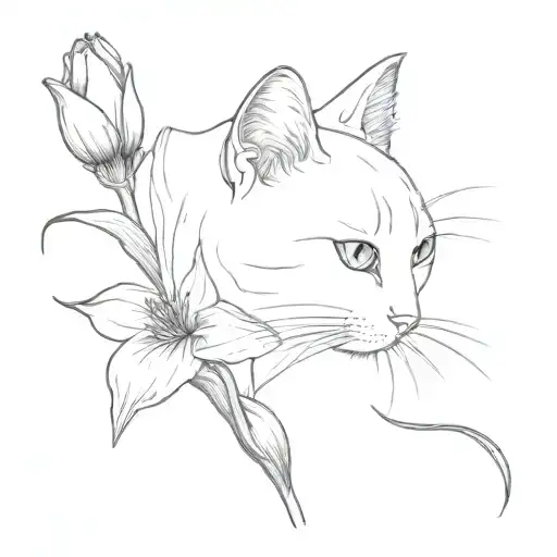 A Cat Playing With A Daffodil