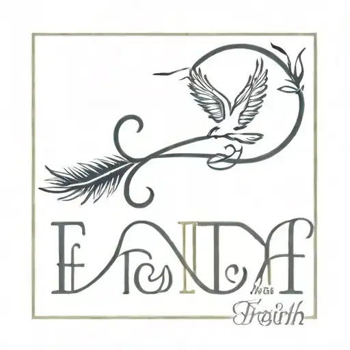 Infinity Sign With Feather And Bird Flying Away Word Faith