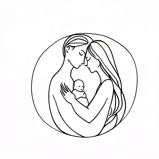 Mom And Baby Line Art