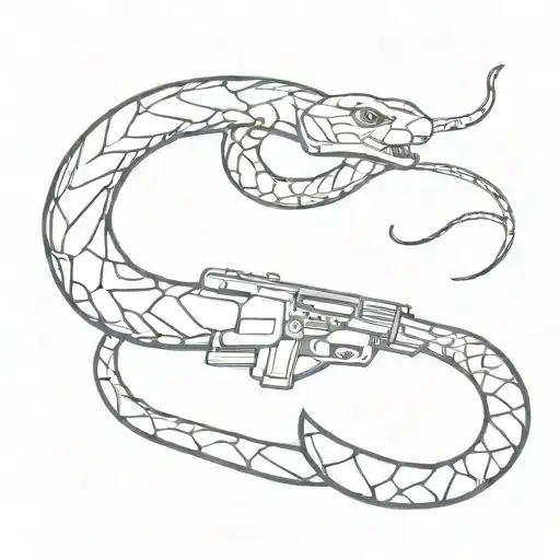 A Snake That Wraps Around A Kalashnikov Assault Rifle