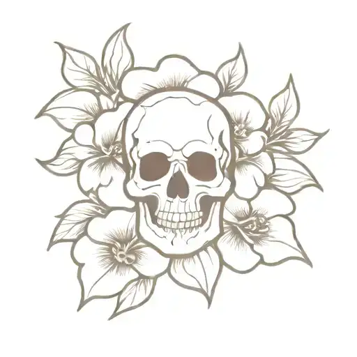 Skull And Roses Mayflowers Hibiscus