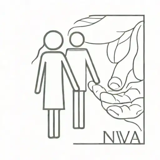 Stick Figure Of Young Woman And Father Holding Hands With The Words Ynwa
