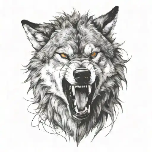 Angry Wild Wolf From Front