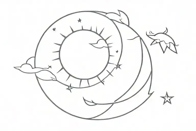 Sun And Moon And Sky