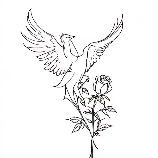 Phoenix Holding A Rose Growing