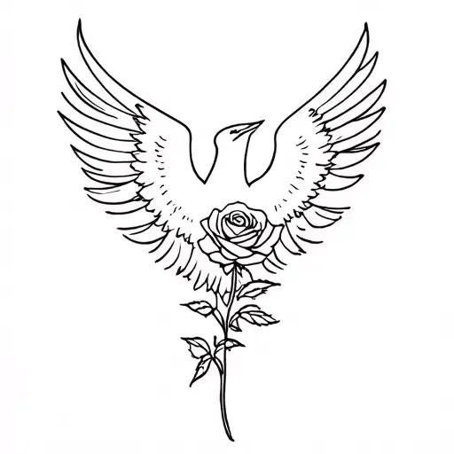Phoenix Holding A Rose Growing