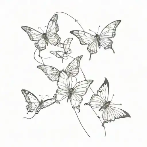 Butterflies And Dragon On The Right Forearm
