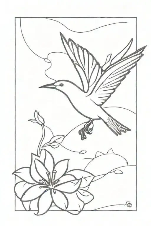 Abstract Bird Flying With A Flower In The Background