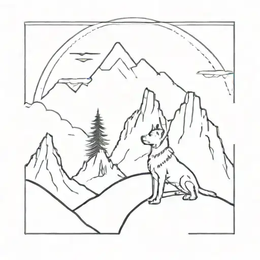 Mountain And Dog Playing