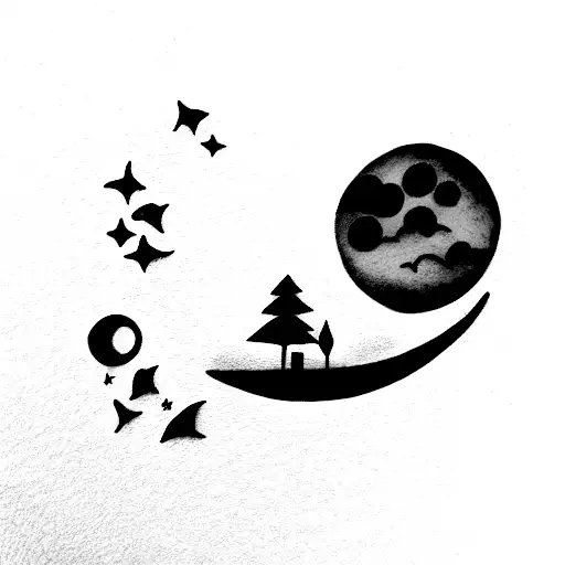 Moon With Lavender And Ghost