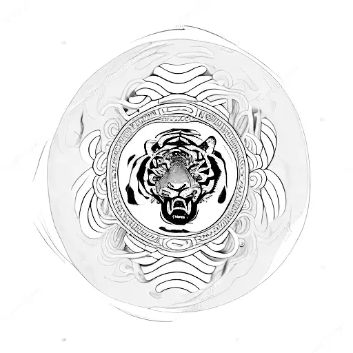 A Circle With Tiger And Buffalo Like Yin Yang Circle