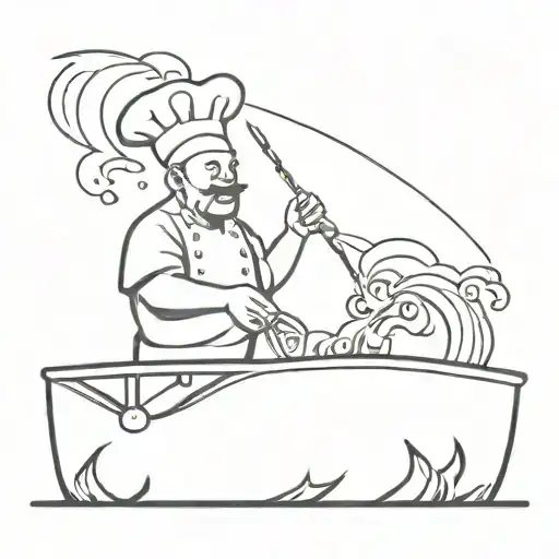 Chef In A Ship Sailing Through Stormy Seas