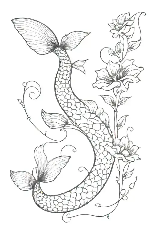 Floral Mermaid Tail