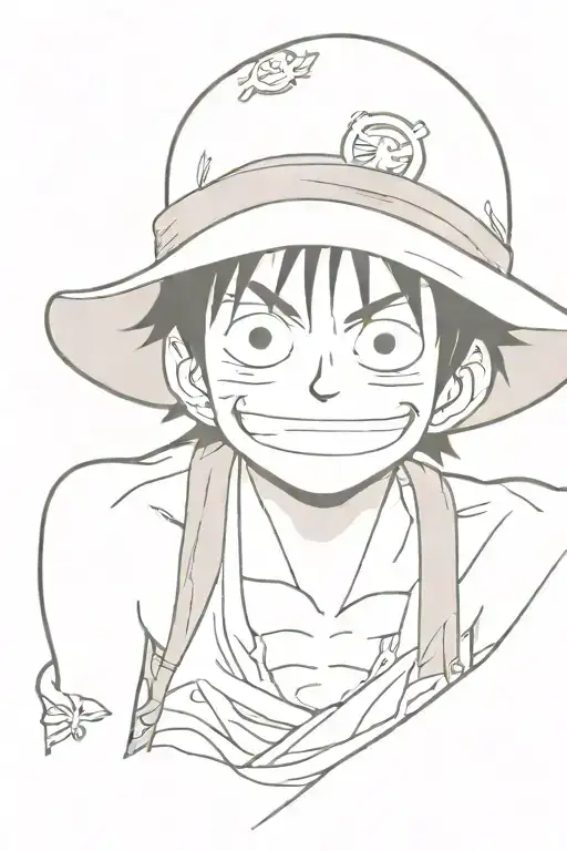 Monkey D Luffy One Piece With Serious Face And Smile White Hat
