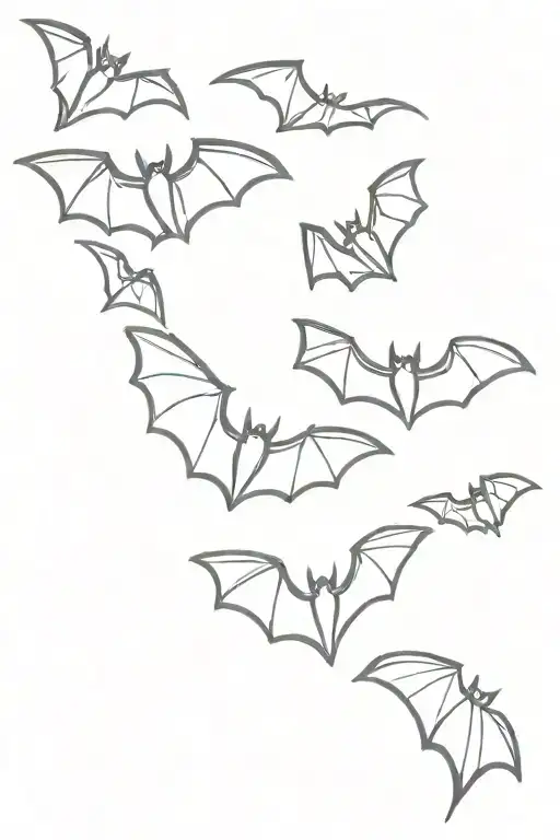 Several Bats Flying Up Upper Arm Bats Fully Shaded Black