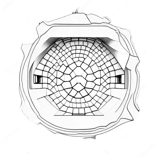 3D Rounded Top Window Looking Out To A View