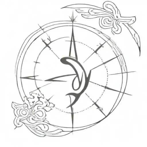 Compass Rose With Mermaid