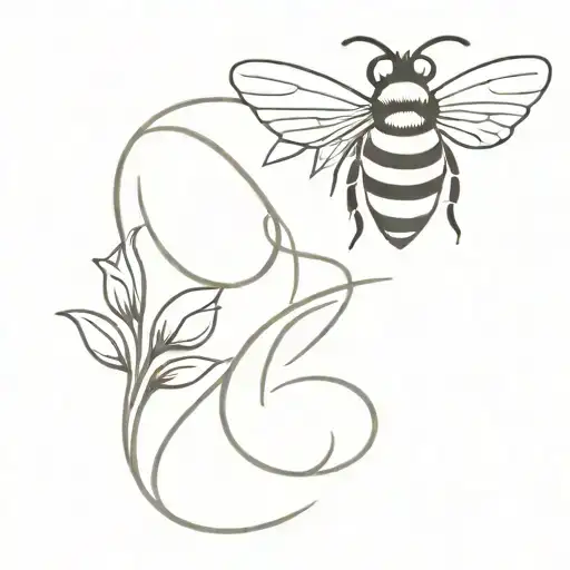 Simple Cursive Letter B With A Bee Sitting On Top Of It