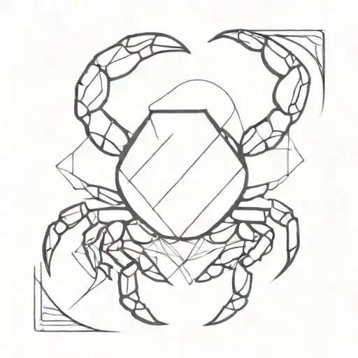 Zodiac Sign Cancer Represented As A Minimalist Geometric Crab Design
