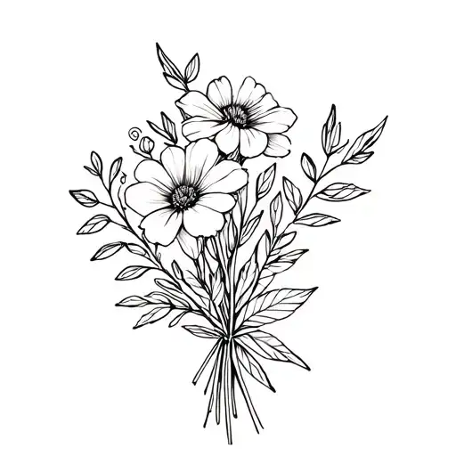 February And April Birth Flower Bouquet Tied