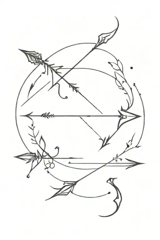 Zodiac Arrow Tattoo Featuring Pisces And Cancer Signs