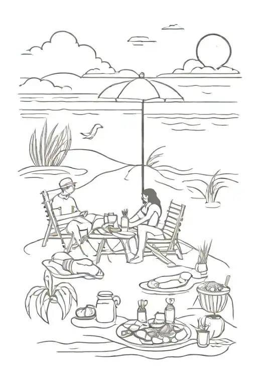 Picnic On The Beach Scene