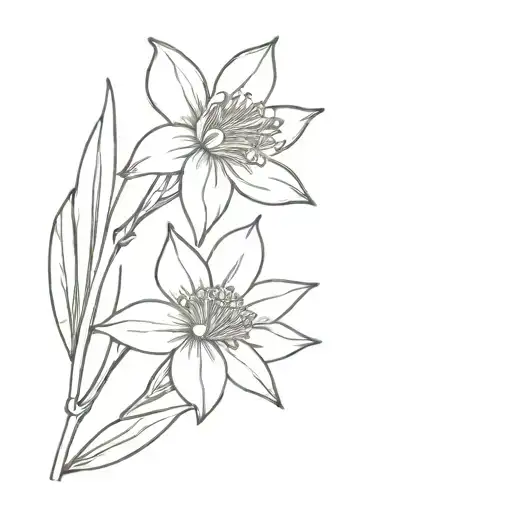 Very Small Fine Line Minimalistic Tattoo With Daffodil And Aster