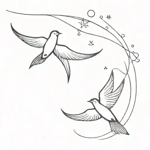 Snow In The Sun With 2 Swallows