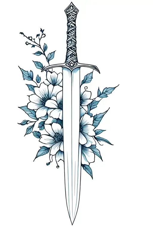 Sword And Flowers Wrapped