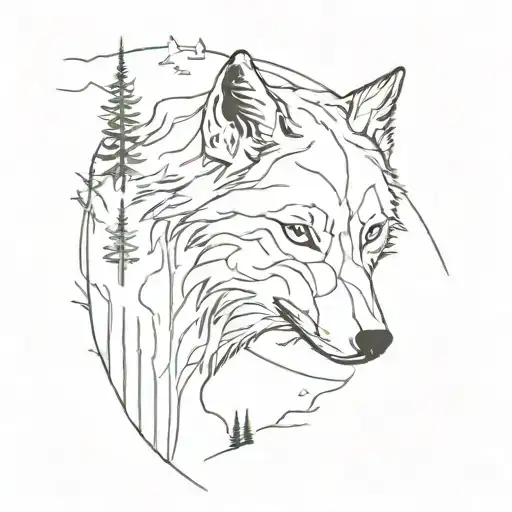 One Wolf In Forest Make Huntig