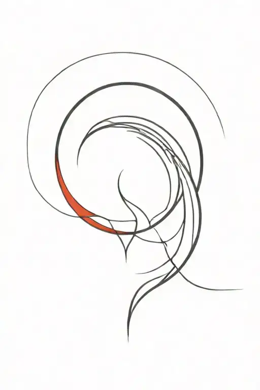 Vertical Fine Line With A Red Sun Line