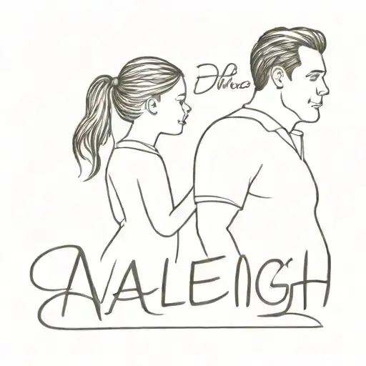Father And Daughter Sillhouette With The Name Avaleigh In Script