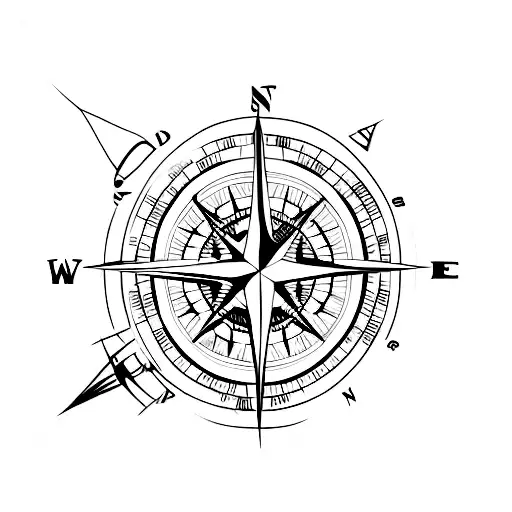 Compass With Skeleton Hand Pointing North-east