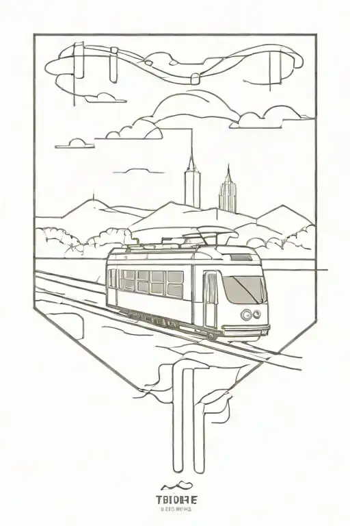 Small Minimalist Tattoo With Portuguese Trams And Moving Water