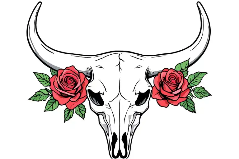 Bull Skull With Roses