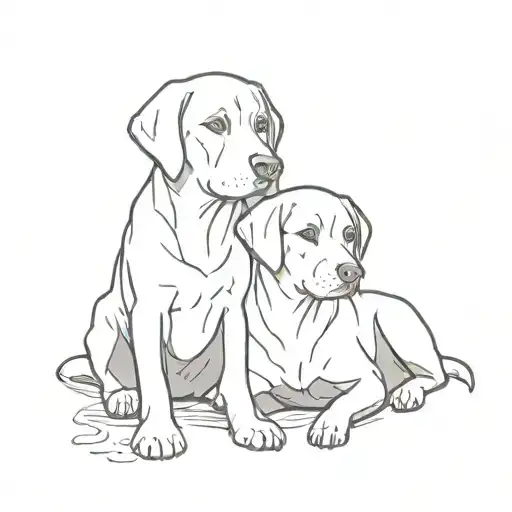 Mother Labrador With Daughter Labrador Retriever Face Only