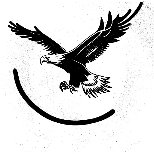 Eagle With Flying High Above The World