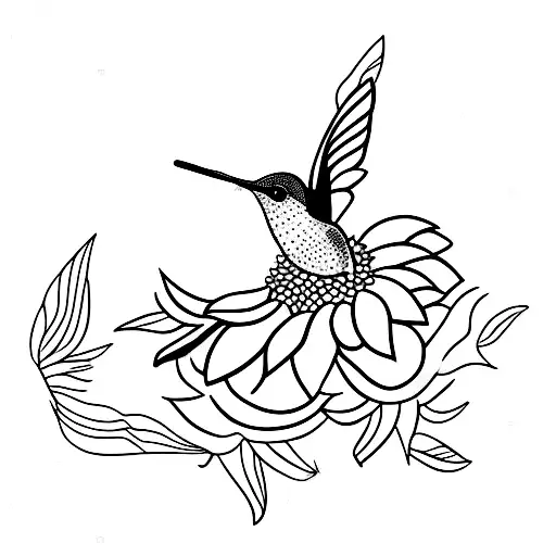 Hummingbird With Sunflower
