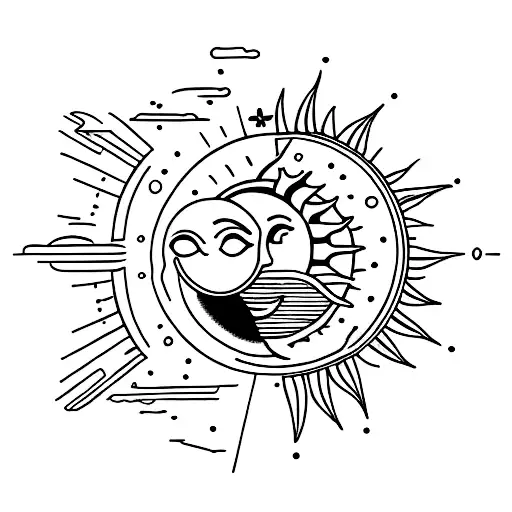 Moon And Sun In A Straight Line