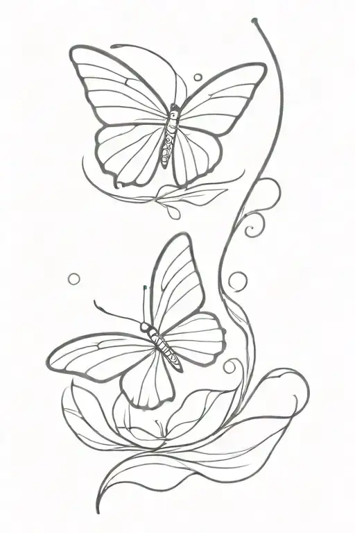 August 3Rd Tattoo Fine Line With Tiny Butterfly At The End