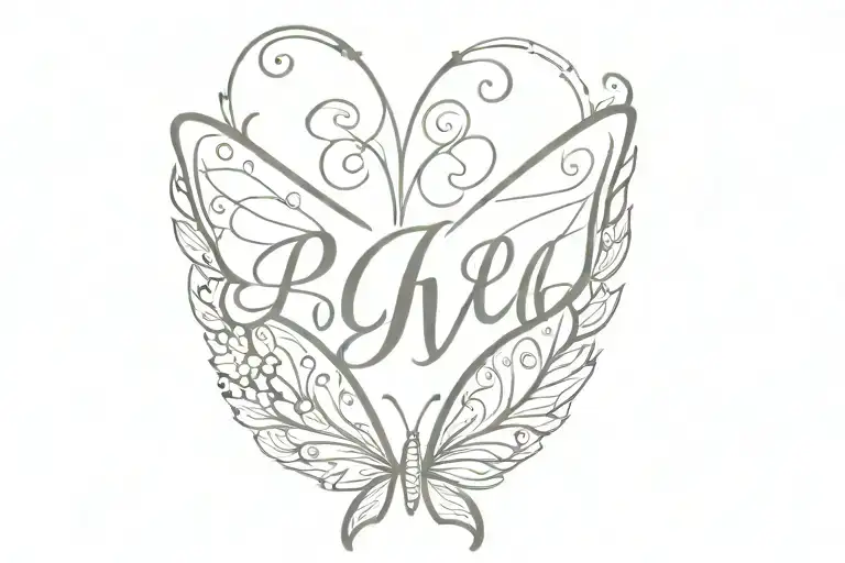 Butterfly Wings With Initials And The Word Princess Tattoo